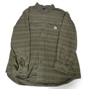 Carhartt Loose Fit Mens Shirt XL Button Down Striped Long Sleeve Outdoors Casual